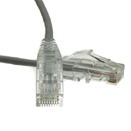 Cable Wholesale 1 foot, Cat6a Slim Ethernet Patch Cable, Snagless wih Molded Boot - Gray 13X6-62101